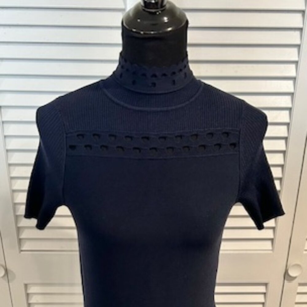 Sandro, Drop Waist with Flounce Detail Knit Sweater  Dress